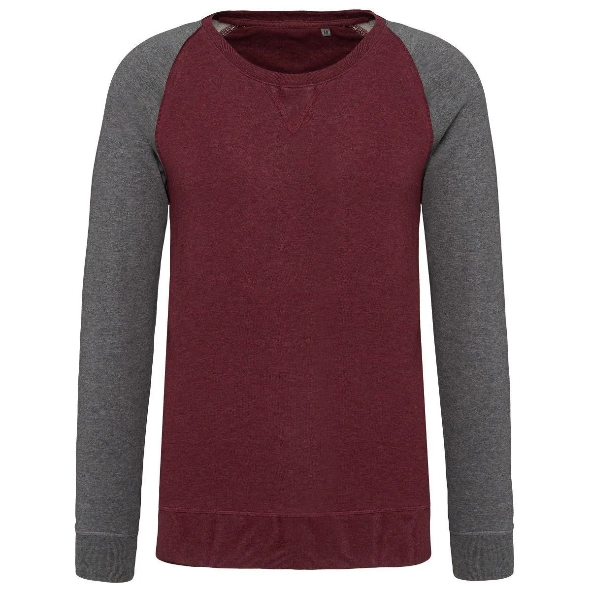 Sweat shirt coton bio - Homme - K491 - rouge vin et gris 