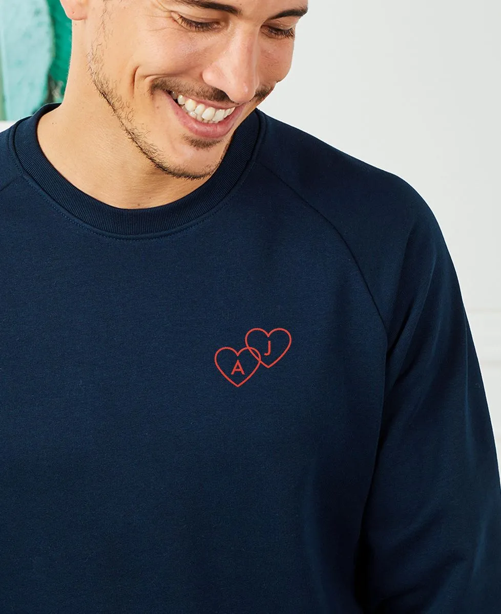 Sweatshirt homme Coeurs entrelacés brodé personnalisé