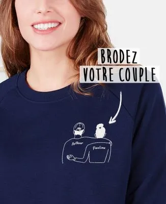 Sweatshirt homme Couple brodé personnalisée (base foncée)