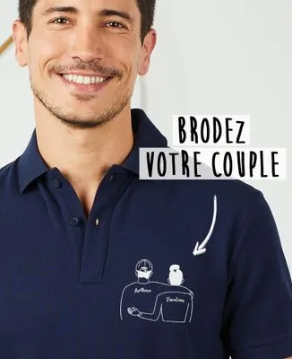 Sweatshirt homme Couple brodé personnalisée (base foncée)