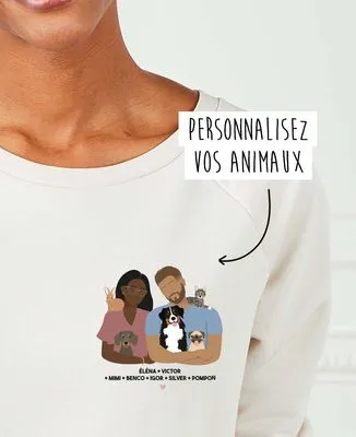 Sweatshirt homme Couple et animaux personnalisé