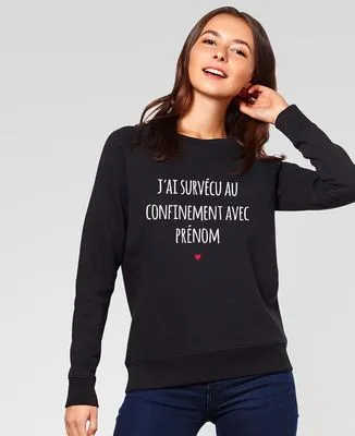 Sweatshirt homme J'ai survécu au confinement personnalisé