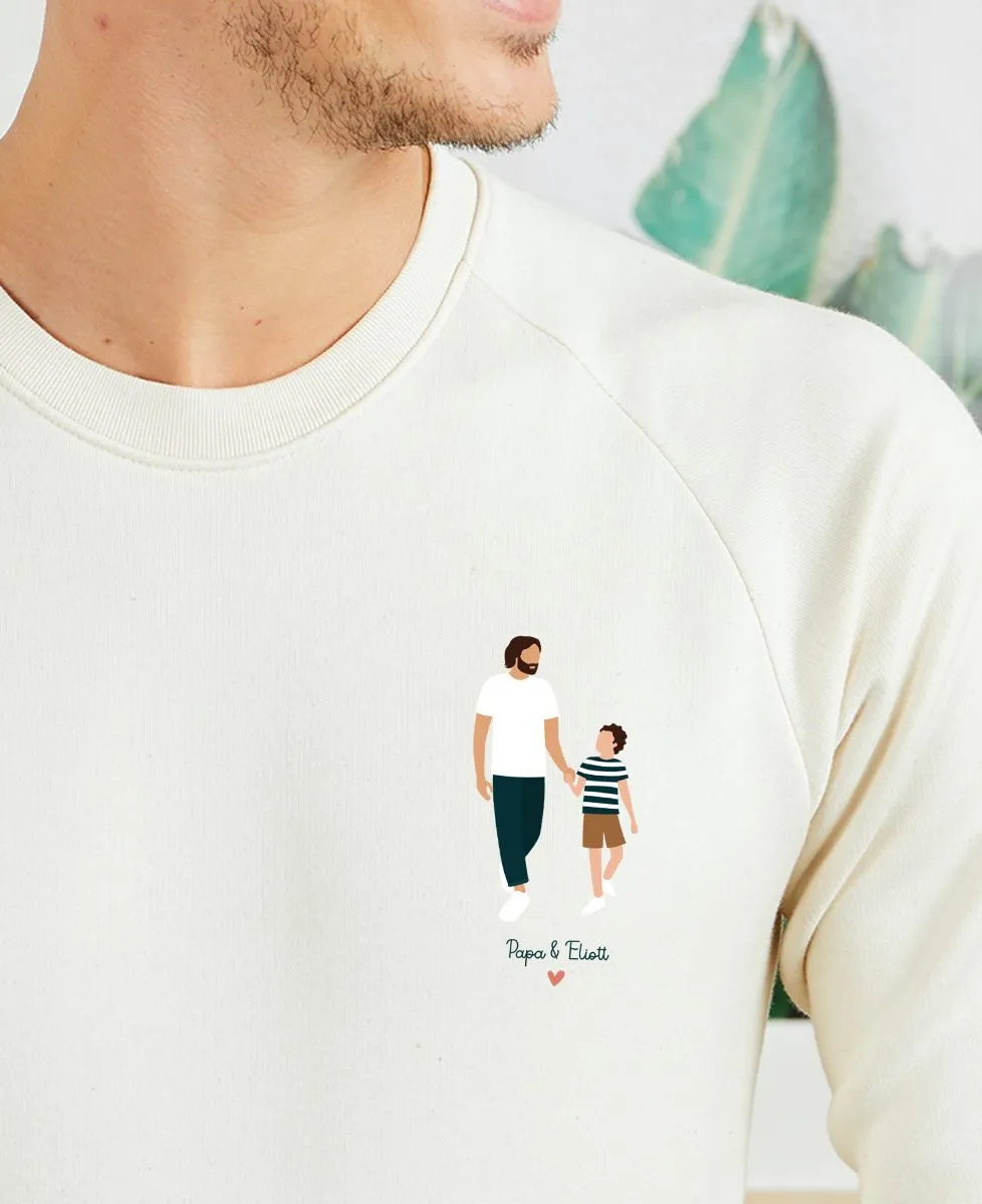 Sweatshirt homme Papa et moi personnalisé