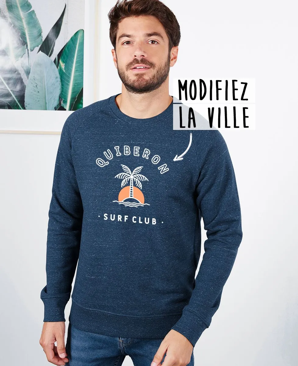 Sweatshirt homme Surf club palmier personnalisé base foncée