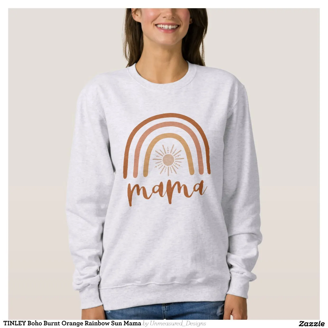 Sweatshirt TINLEY Boho Burnt Orange Rainbow Sun Mama