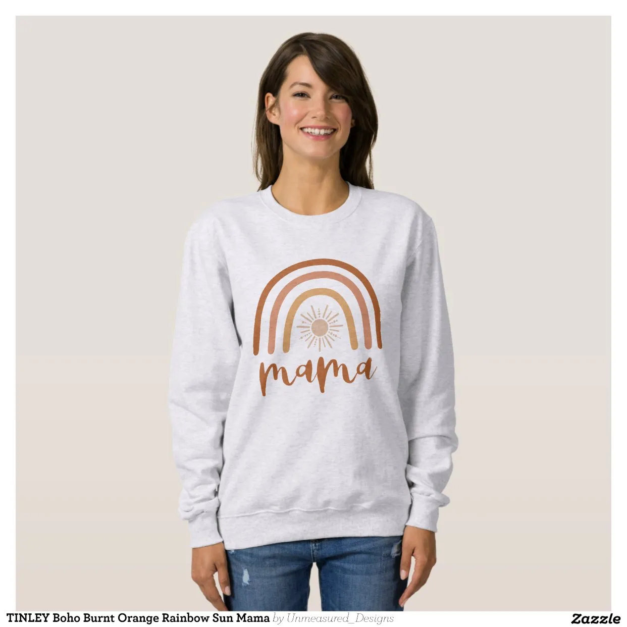 Sweatshirt TINLEY Boho Burnt Orange Rainbow Sun Mama