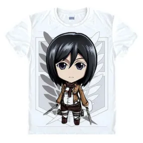 T-Shirt Attaque des Titans  Mikasa Cartoon