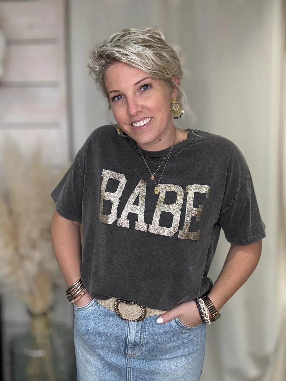 T-SHIRT BABE GLITTER GOLD