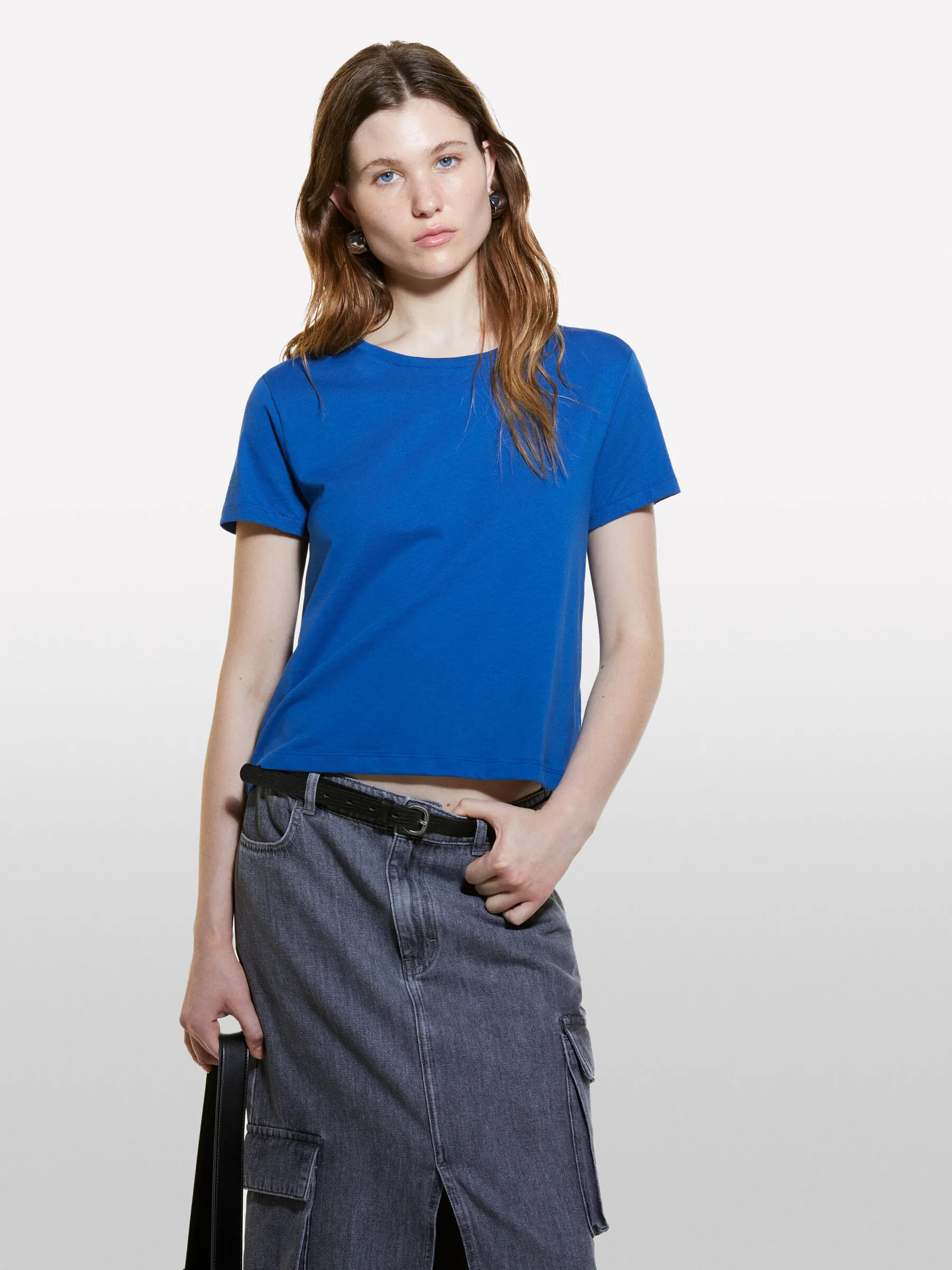 T-shirt bleu en 100 % coton bio