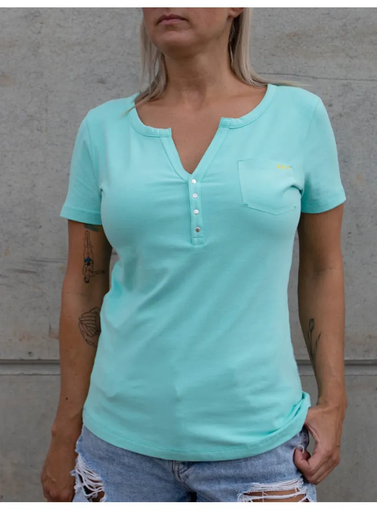 T-SHIRT BLEU TURQUOISE FEMME