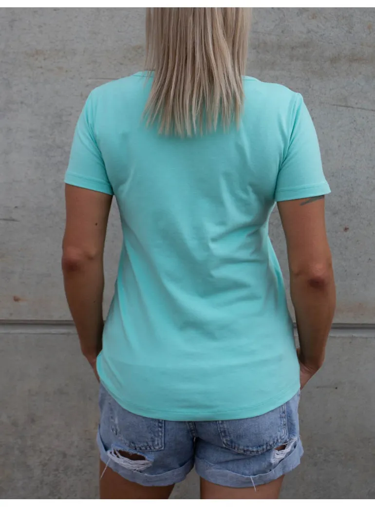 T-SHIRT BLEU TURQUOISE FEMME