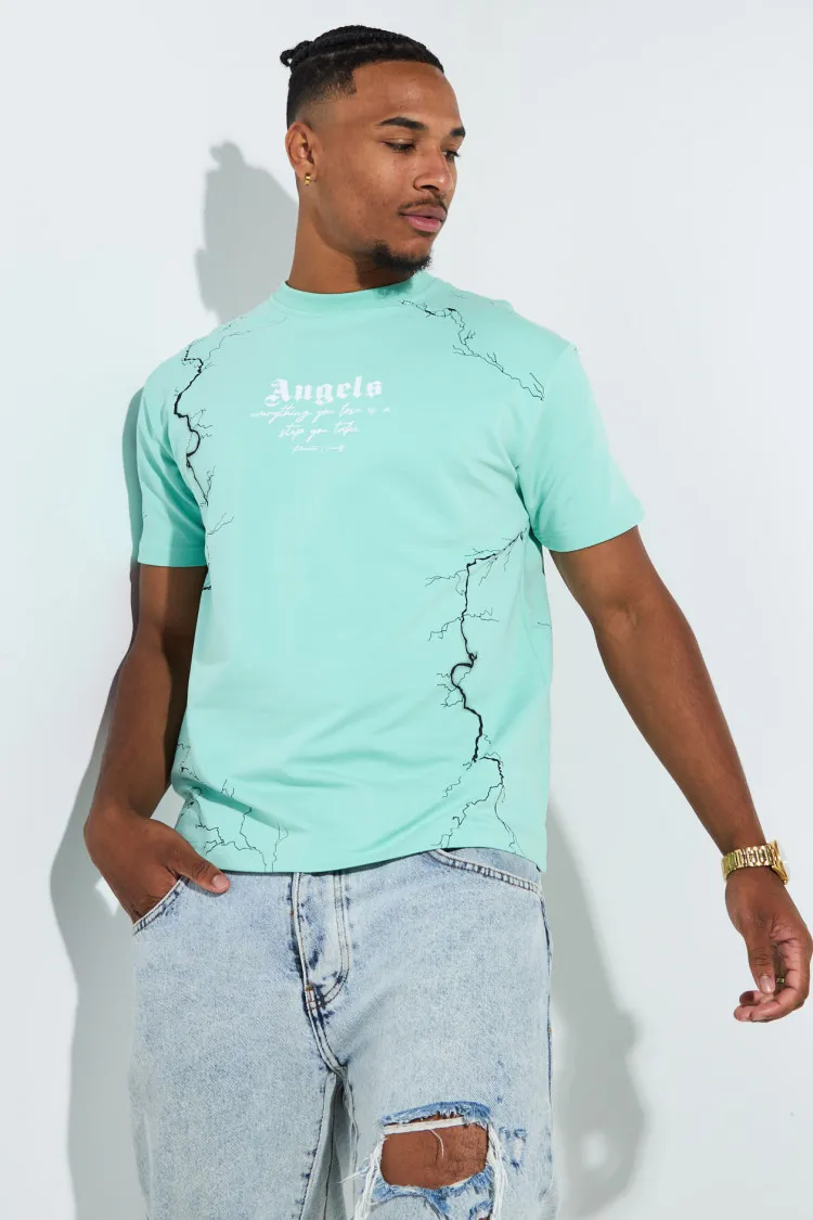 T-shirt bleu(turquoise)"los angeles à éclair"