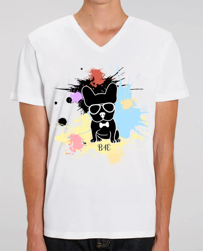 T-shirt homme Bouledogue peinture diverses par Toncadeauperso