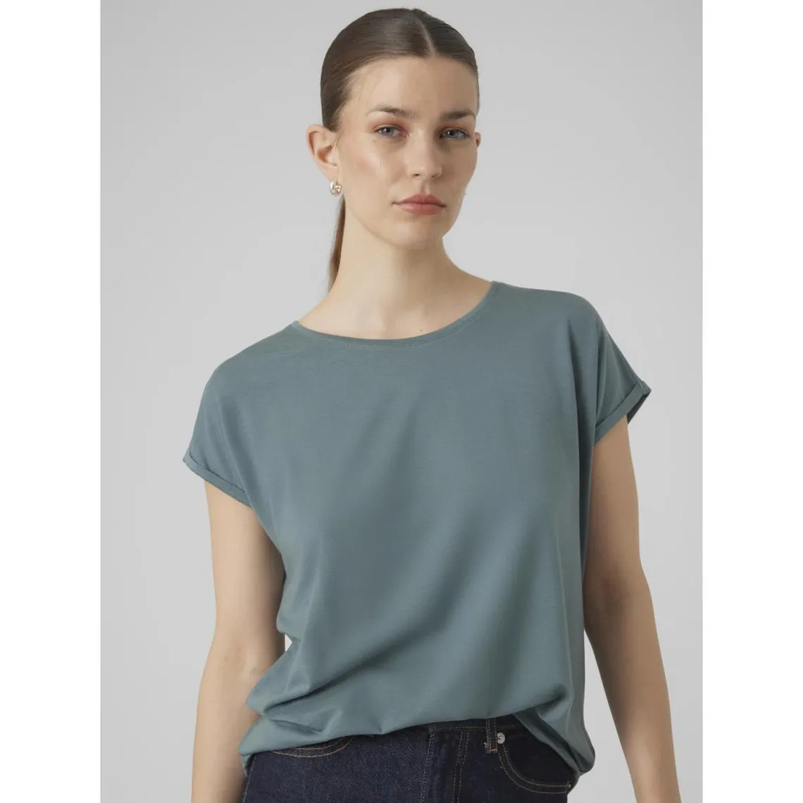 T-shirt regular fit turquoise en tencel | 3 Suisses