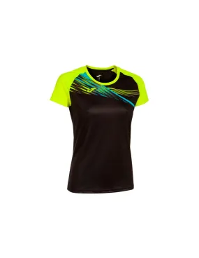 T-shirt Running Joma from Short Sleeve Elite X Black Fluor Yellow Fille