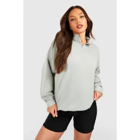 Tall – Sweat uni zippé – Vert mastic