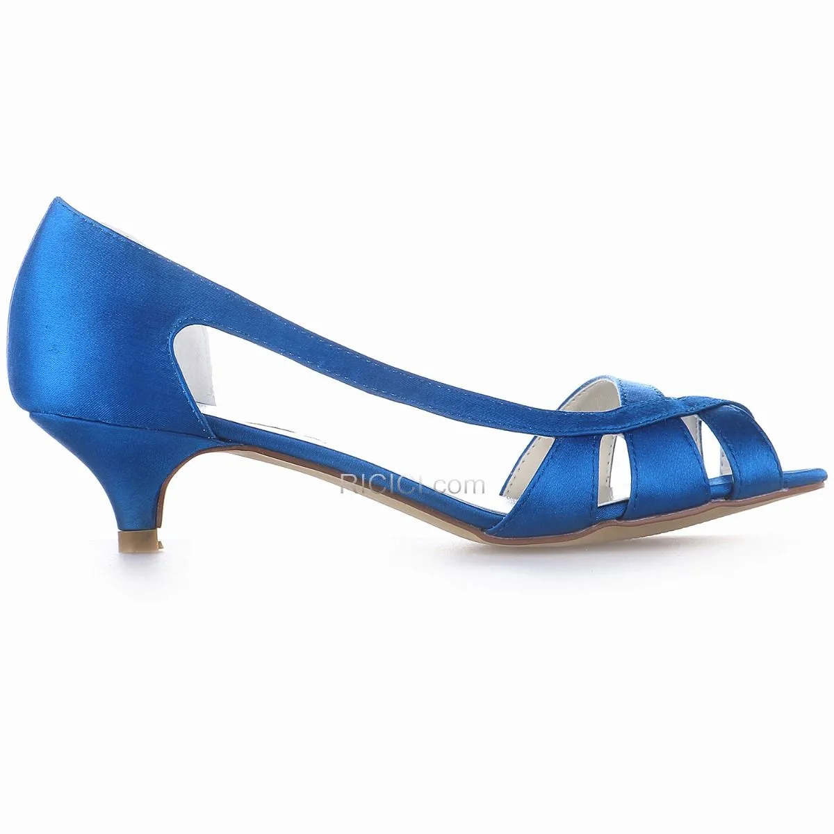 Talons Peep Toe Aiguilles D'été Petit Sandales Femme Demoiselle D'honneur Mariée Satin Chaussure Lanières Bleu Roi