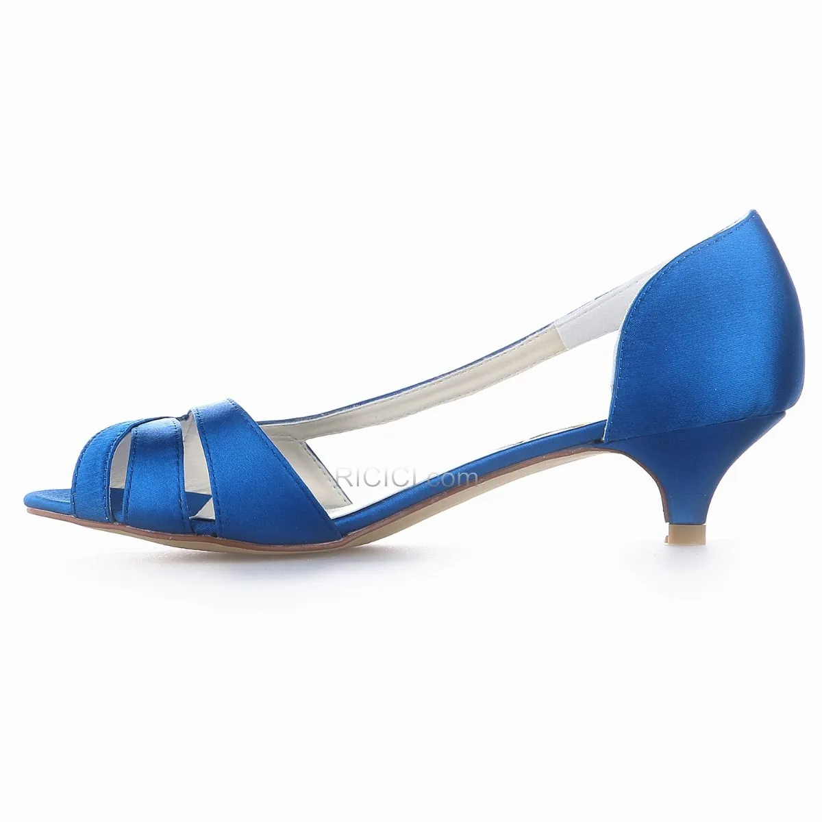 Talons Peep Toe Aiguilles D'été Petit Sandales Femme Demoiselle D'honneur Mariée Satin Chaussure Lanières Bleu Roi