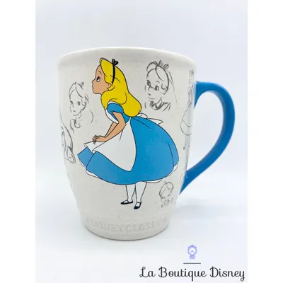 Tasse Alice au Pays des Merveilles Animé Disney Store 2015 mug Classic blanc bleu dessins