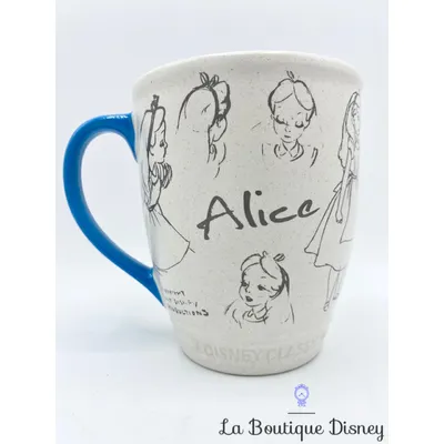 Tasse Alice au Pays des Merveilles Animé Disney Store 2015 mug Classic blanc bleu dessins