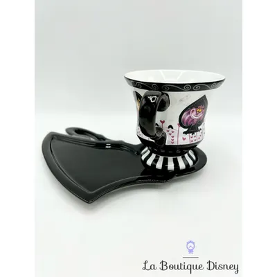 Tasse Alice au pays des Merveilles soucoupe Disney Parks mug Disneyland cartes noir blanc