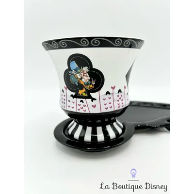 Tasse Alice au pays des Merveilles soucoupe Disney Parks mug Disneyland cartes noir blanc