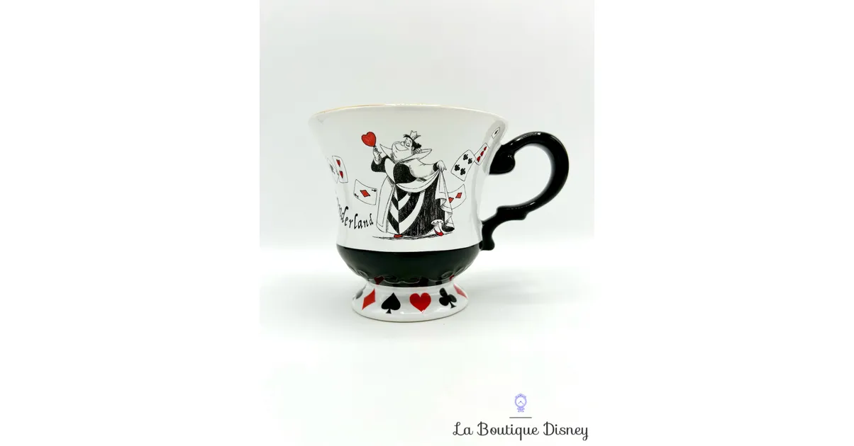 Tasse Alice in Wonderland Disneyland 2021 mug Disney Alice au pays des Merveilles blanc noir cartes