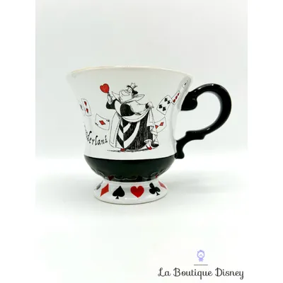 Tasse Alice in Wonderland Disneyland 2021 mug Disney Alice au pays des Merveilles blanc noir cartes