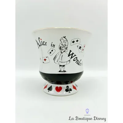 Tasse Alice in Wonderland Disneyland 2021 mug Disney Alice au pays des Merveilles blanc noir cartes