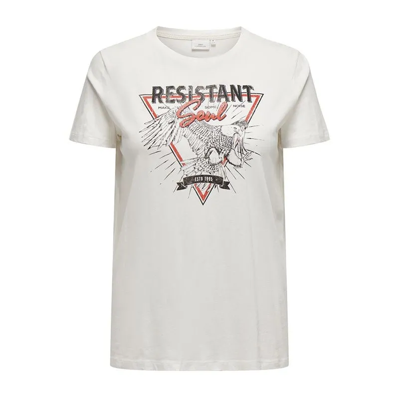 Tee shirt blanc en coton biologique impression resistant soul Femme 