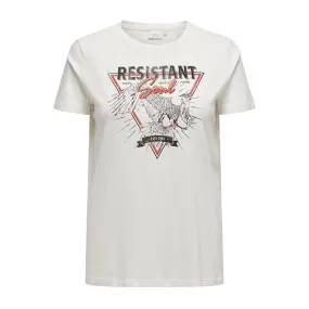 Tee shirt blanc en coton biologique impression resistant soul Femme 