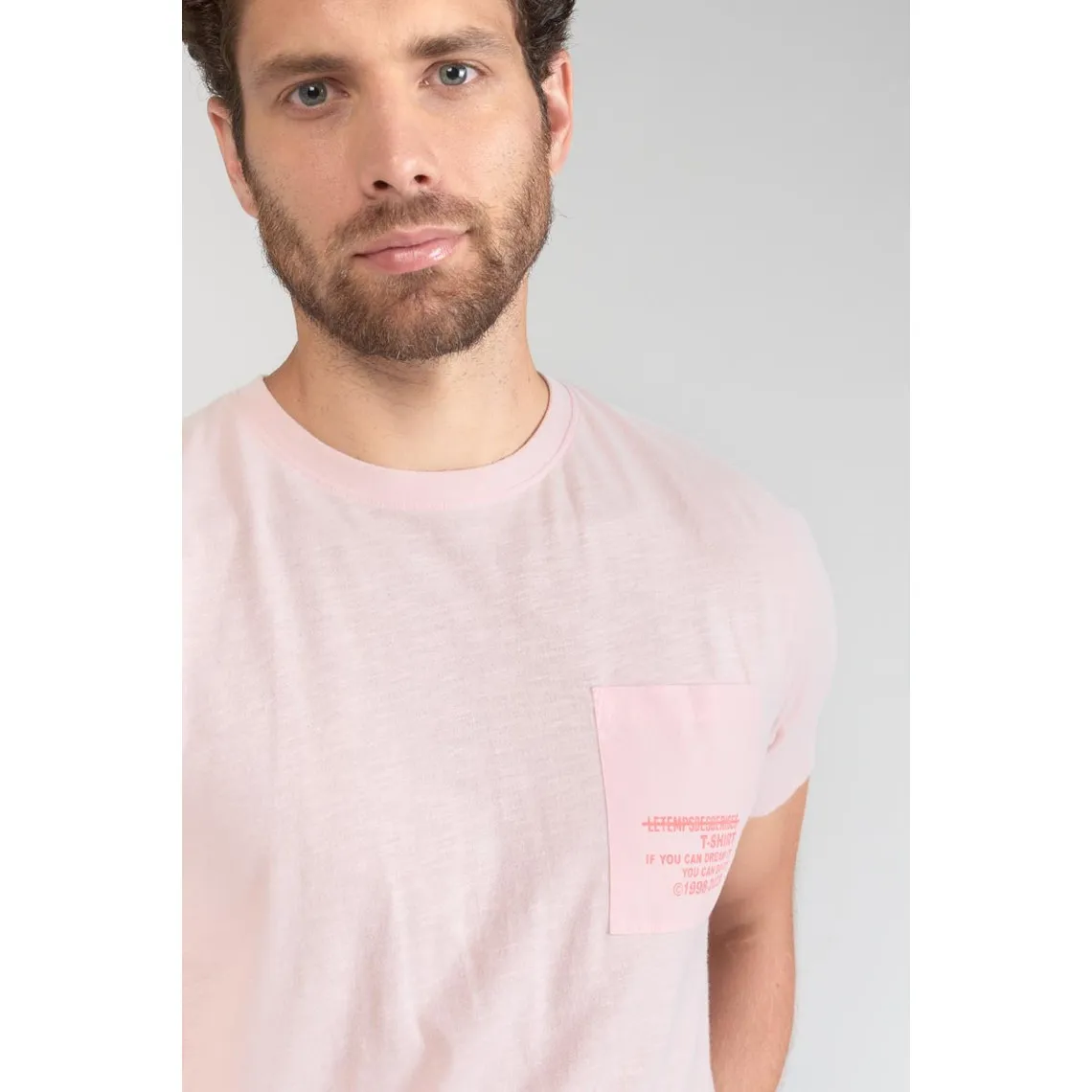 Tee-Shirt BREZO rose en coton Le Temps des Cerises - T-shirt / Polo Homme sur MenCorner