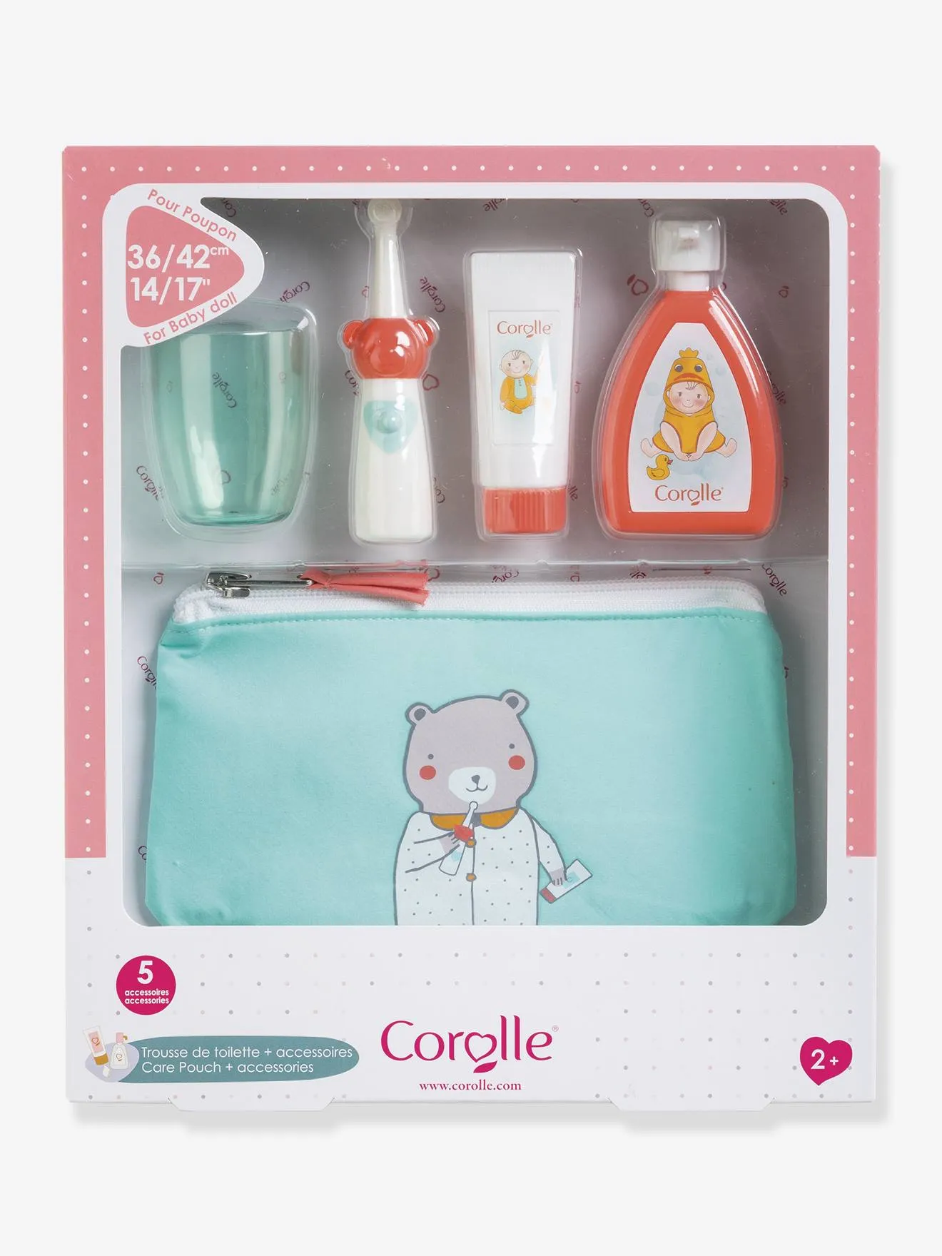 Trousse de toilette et accessoires pour poupée - COROLLE rose bonbon - Corolle